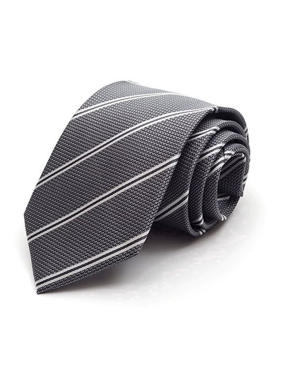 3.54" High-quality Men's Necktie Grey Checkered White Striped Pattern Business Banquet 9CM Wide Tie