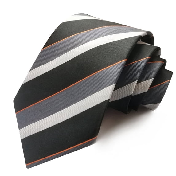 Yongchuantie 3.54" High-quality Men's Tie Black Gray Orange Striped Pattern Business Banquet 9CM Wide Tie