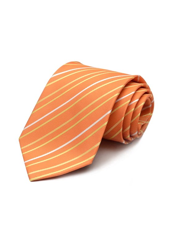 3.54" High-quality Men's Necktie Orange Yellow and White Striped Pattern Business Banquet 9CM Wide Tie