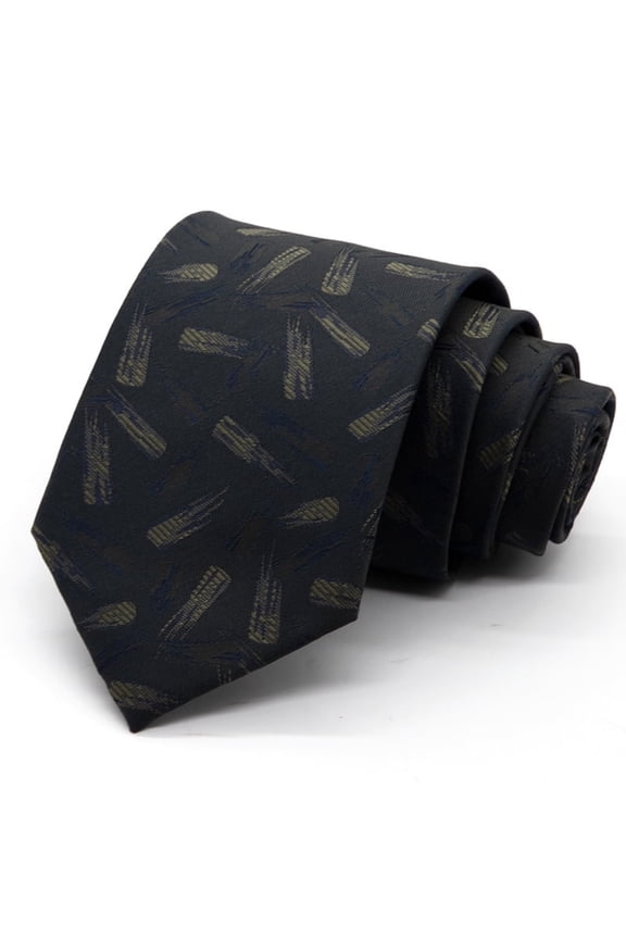 Fashion Dark Grey Geometric Pattern Men's Tie Formal Business 8CM Wide Tie+Gift Box