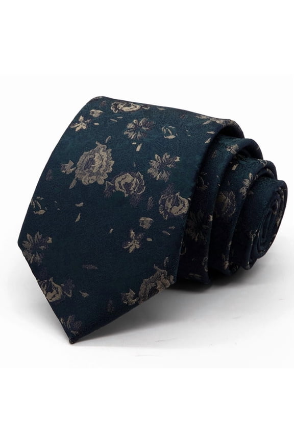 Fashion Deep Green Flower Pattern Men's Tie Formal Business 8CM Wide Tie+Gift Box