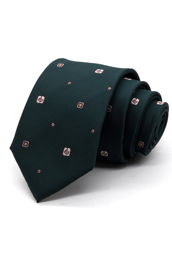 Fashion Deep Green Geometric Pattern Men's Tie Formal Business 8CM Wide Tie+Gift Box
