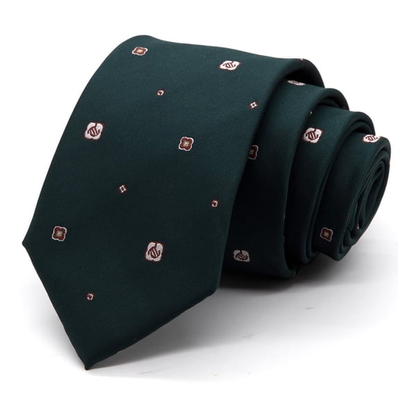 Yongchuantie Fashion Deep Green Geometric Pattern Men's Tie Formal Business 8CM Wide Tie+Gift Box