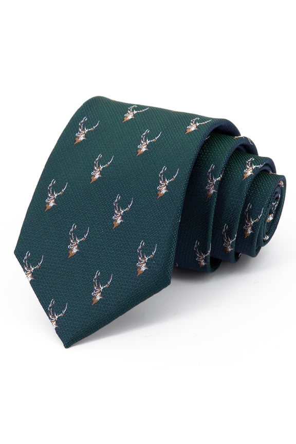 Fashion Green Personalized Deer Pattern Men's Tie Formal Business 8CM Wide Tie+Gift Box