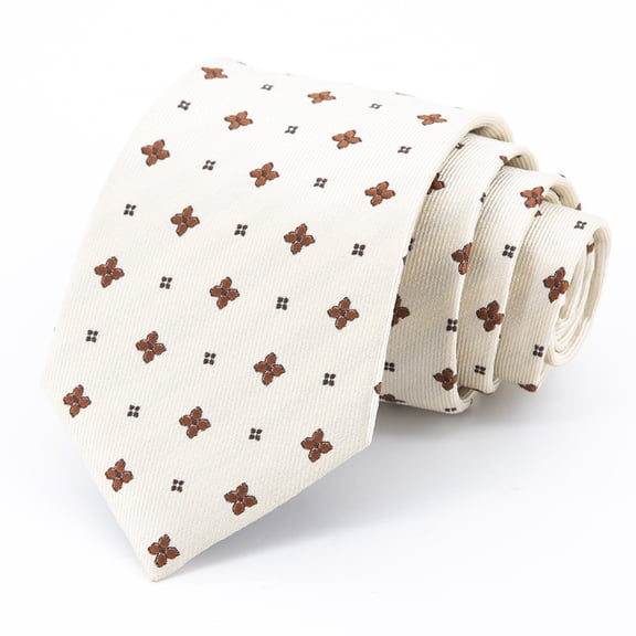 Yongchuantie Fashion Rice White Clover Pattern Men's Tie Formal Business 8CM Wide Tie+Gift Box