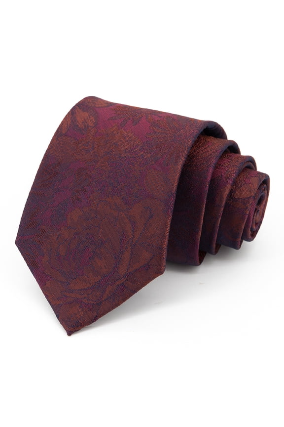Fashion Wine Red Dark Pattern Large Flower Pattern Men's Tie Formal Business 8CM Wide Tie+Gift Box