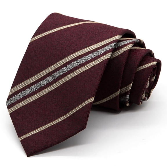 Yongchuantie Fashion Wine Red Stripe Pattern Men's Tie Formal Business 8CM Wide Tie Gift Box