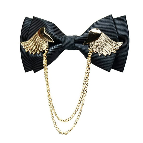 Yongchuantie High Quality Men's Gold Wings Bow Tie Black Adjustable Two Layer Chains Men Bowtie Party Weddings Graduations Gift