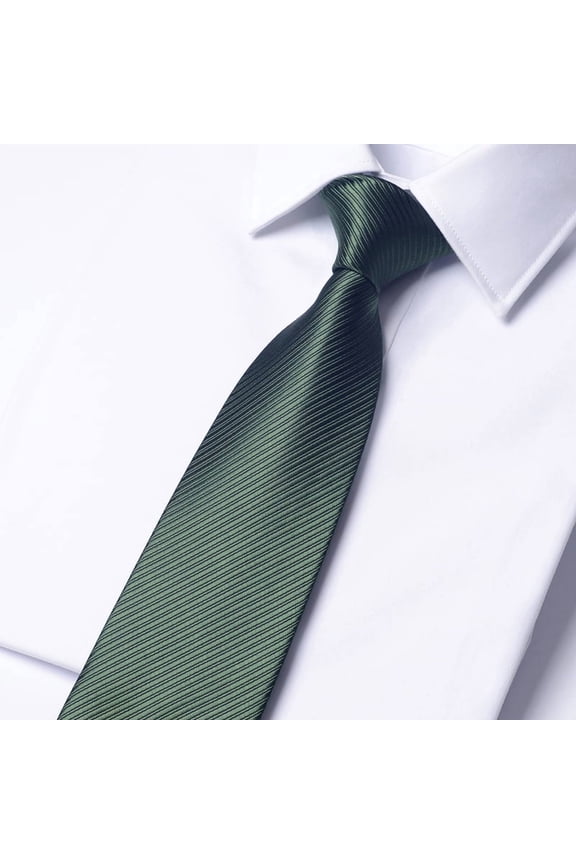 Men's Army Green Stripe Pattern Tie Hand Knot 8CM Wide Tie+Gift Box