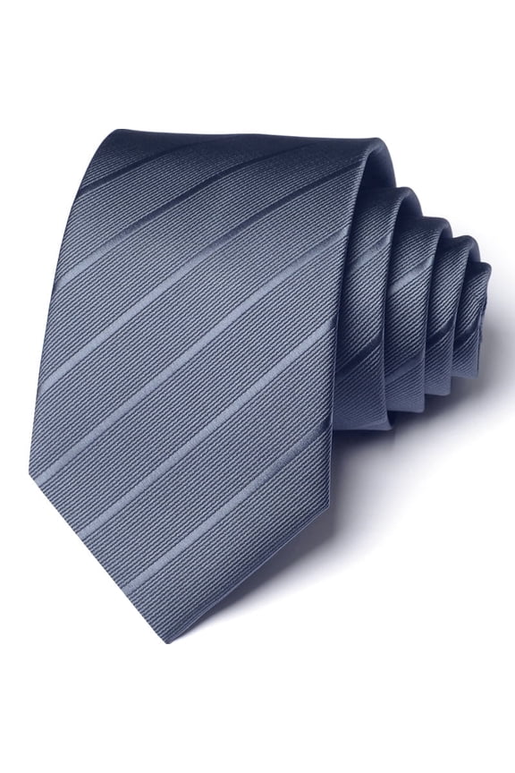 Men's 3.15" Necktie Dark Gray Striped Pattern Solid Color 8CM Wide Version Tie+Gift Box