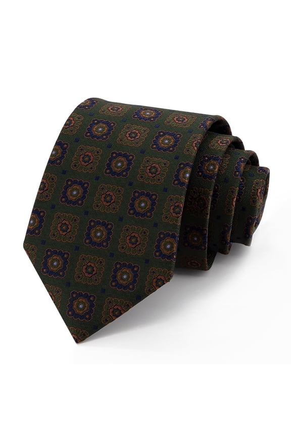 Men's Fashion 3.15'' Ties Business Casual Wedding Necktie 8CM Formal Retro Checkered Geometric Pattern (Deep Green Retro)