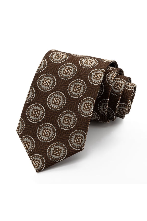 Men's Fashion 3.15'' Ties Business Casual Wedding Necktie 8CM Formal Retro Checkered Geometric Pattern (Flower Circle)