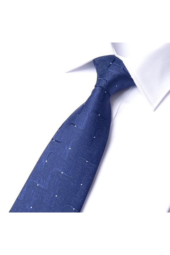 Men's Fashion Blue Highlight Ripple Pattern Tie Hand Knot 8CM Wide Tie+Gift Box