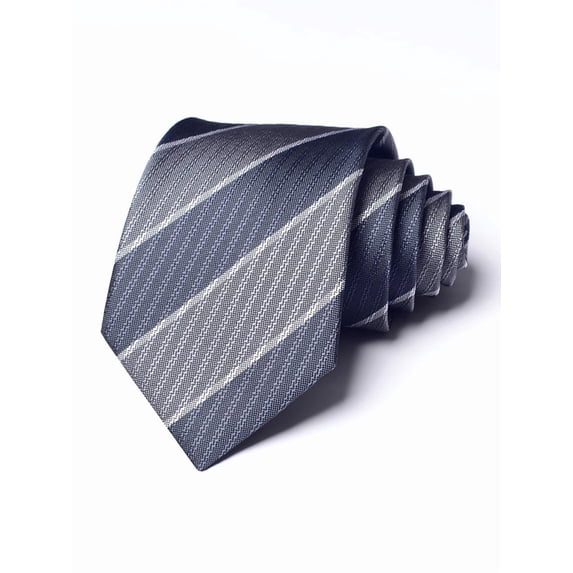Yongchuantie Men's 3.15" Necktie Fashion Grey Double Splicing White Stripe Pattern Hand Knot 8CM Wide Tie+Gift Box
