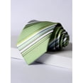 thumbnail image 1 of Yongchuantie Men's 3.15" Necktie Fruit Green Stripe Pattern Hand Knot 8CM Wide Tie+Gift Box, 1 of 7