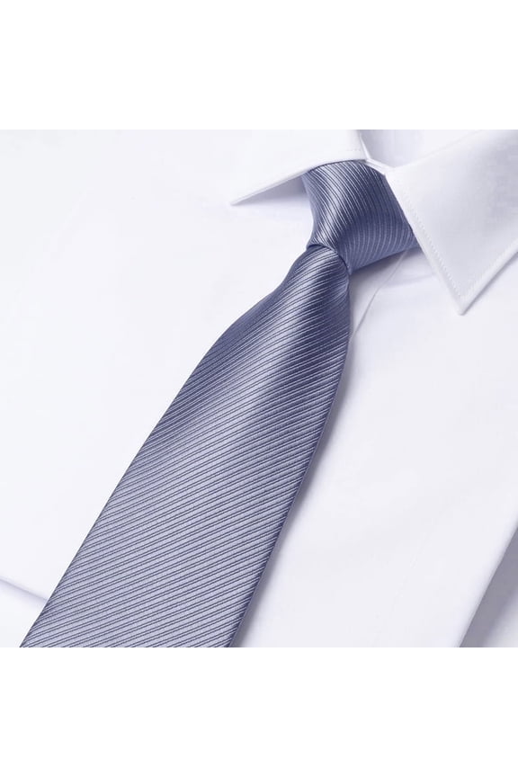 Men's 3.15" Necktie Gray Solid Color Striped Pattern Hand Knotted 8CM Wide Tie+Gift Box