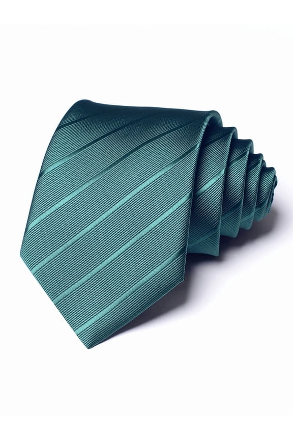 Men's 3.15" Necktie Green Striped Tie Hand Knotted 8CM Wide Cravat+Gift Box