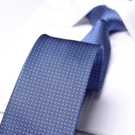 Yongchuantie Men's Navy Blue H-Pattern Tie 8CM Wide Version Tie+Gift Box