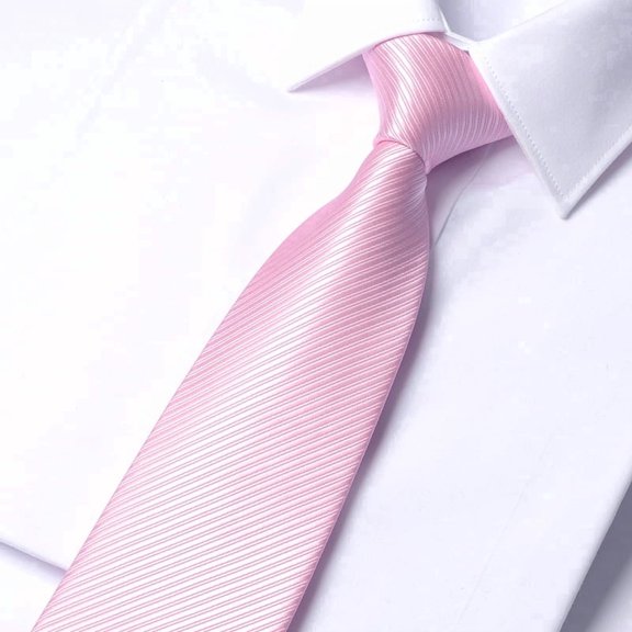 Yongchuantie 3.15" Necktie Men's Pink Solid Color Striped Pattern Hand Knotted 8CM Wide Tie+Gift Box