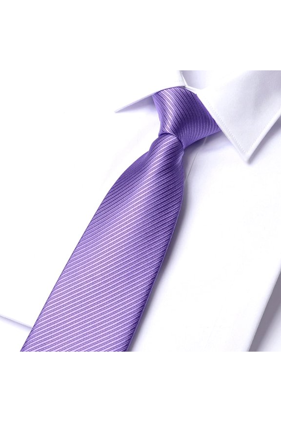 Men's 3.15" Necktie Purple Solid Color Striped Pattern Tie Hand Knotted 8CM Wide Tie+Gift Box