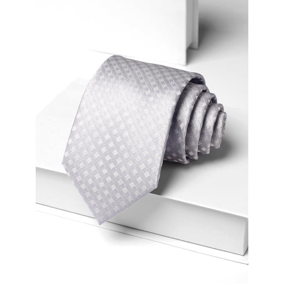 Yongchuantie Men's 3.15" Necktie Silver Checkered Pattern Tie 8CM Wide Tie+Gift Box