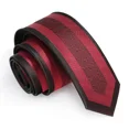 thumbnail image 1 of Yongchuantie Men's Striped Necktie Black Red Retro Geometric Pattern 2.36 Inches Slim Woven Tie + Gift Box, 1 of 7