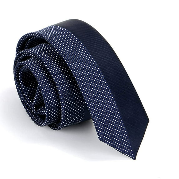Yongchuantie Men's Ties Navy Blue White Polka Dot Ties for Men 2.36 Inches Slim Neckties + Gift Box