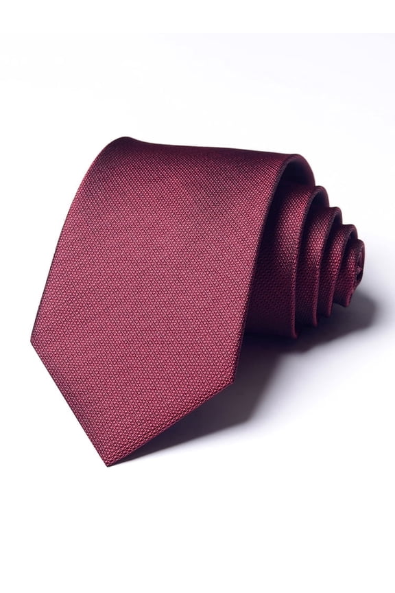 Men's 3.15" Necktie Wine Red Matte Pattern Tie Handmade Knot 8CM Wide Tie+Gift Box