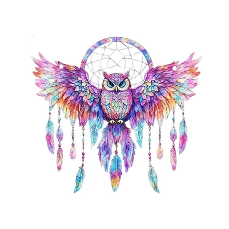 Yongcuo Colorful Owl Dreamcatcher Wall Hanging Handmade Feather Design Ornament for Home Decor & Bedroom Decoration Purple