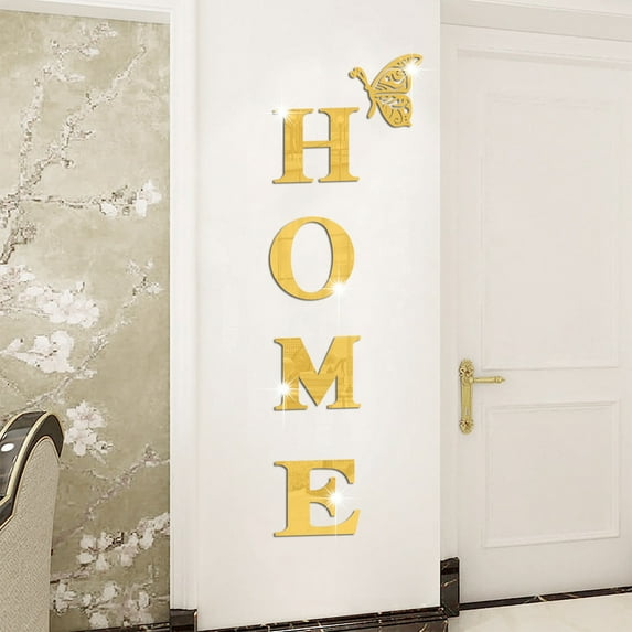 Yongcuo Decorative HOME Wall Art with Butterfly Design Red 3D Letters for Living Room, Bedroom, or Office Decor Red