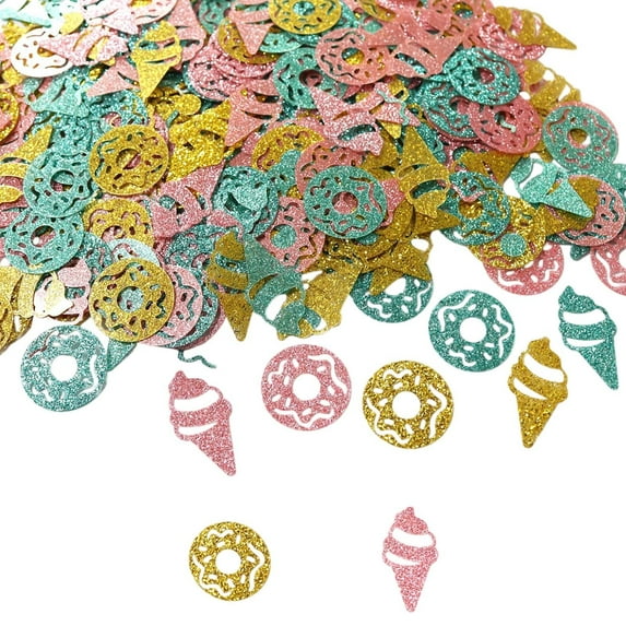 Yongcuo Glitter Donut and Ice Cream Confetti for Party Decorations, Table Scatter, Crafting, 300 Pieces, Multicolor B