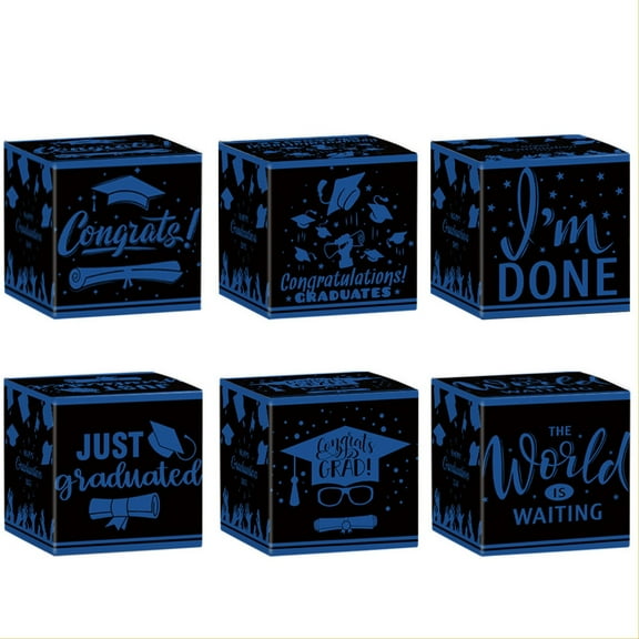 Yongcuo Graduation Party Decoration Blocks Set Celebrate with Inspirational Quotes and Designs for Graduates 6 Pieces Green