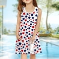 thumbnail image 1 of Yongcuo Independence Day Girls' Patriotic Sleeveless Dress Red, White, and Blue Stars & Stripes Summer Casual Outfit for Kids Wine 150, 1 of 4