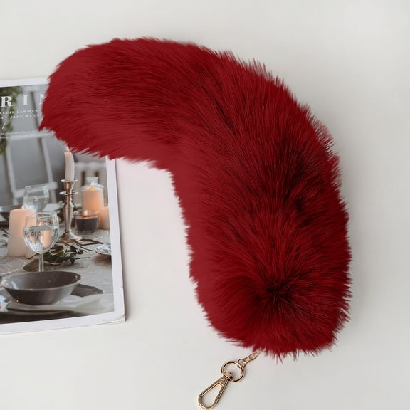 Yongcuo Luxurious Faux Fur Keychain Soft, Stylish Red Fluffy Tail for Bags, Keys, and Accessories Perfect Gift Idea Vermilion