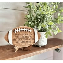 Yongcuo Wooden Football Plaque with Stand Perfect Gift for Dad Unique Touchdown Design Father's Day or Birthday Present Multicolor