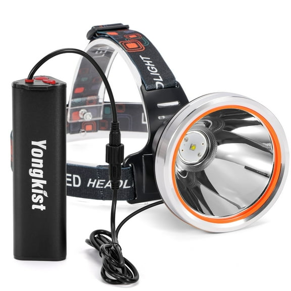 Yongkist Super Bright Rechargeable LED Headlamp, High Power Waterproof Spotlight with Long-Lasting Battery, Perfect for Coon Hunting, Camping, Fishing, and Outdoor Activities