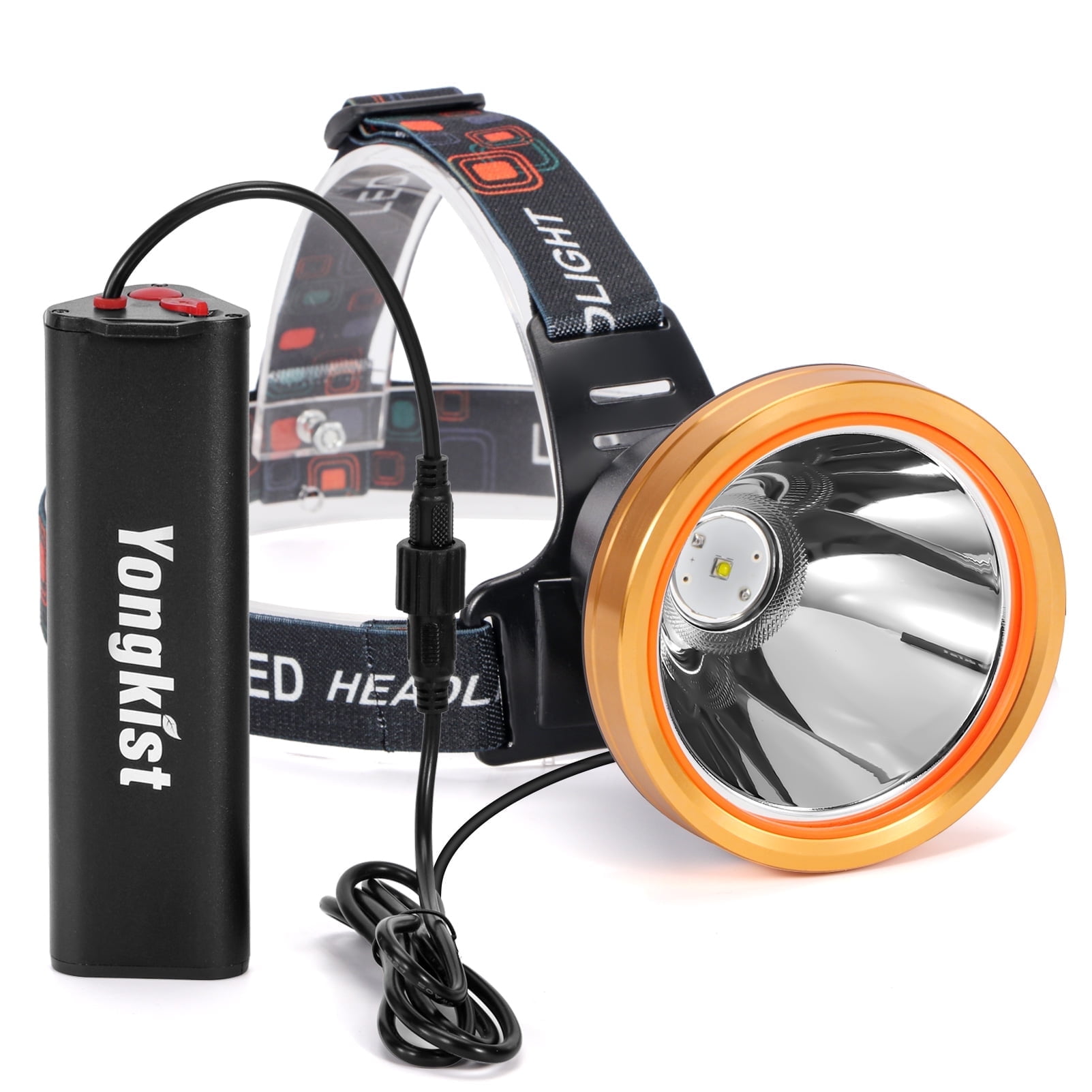 Yongkist Super Bright Rechargeable LED Headlamp, High Power Waterproof Spotlight with Long-Lasting Battery, Perfect for Coon Hunting, Camping, Fishing, and Outdoor Activities