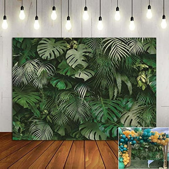 Yongqian 8x6FT Tropical Green Leaves Photography Backdrops Nature Safari Party Decoration Outdoorsy Newborn Baby Shower Backdrop Wedding Bridal Shower Birthday Photo Background Studio Props Vinyl