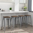 Yongqiang 24" Backless Metal Bar Stools Set of 4 Industrial Stackable