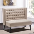 thumbnail image 1 of Yongqiang Modern Upholstered Bench with Back Tufted Loveseat Settee for Dining Room Living Room Entryway Sofa Couch Banquette with Wood Legs Khaki, 1 of 6