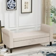 thumbnail image 1 of Yongqiang Storage Bench with Arms Upholstered Linen Bed Bench for Bedroom Living Room Entryway Ottoman Bench with Storage Ivory, 1 of 11