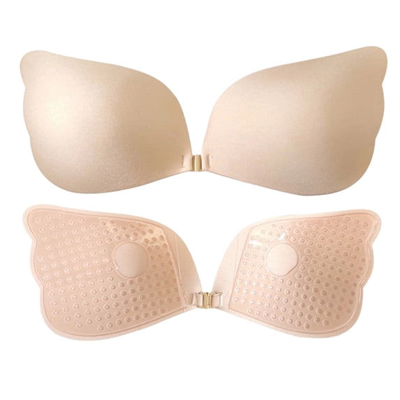 Yongwang Front Closure Wireless Bras Push up Sticky Seamless Bra for Women Backless Invisible Strapless Bras