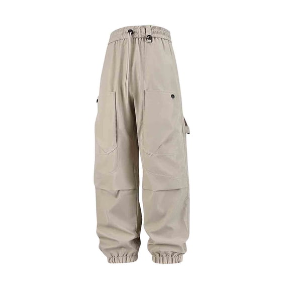 Yongwang Men's Athletic Cargo Joggers Drawstring Straight Leg Pants with Pocket Windproof Outdoor Sports Trousers