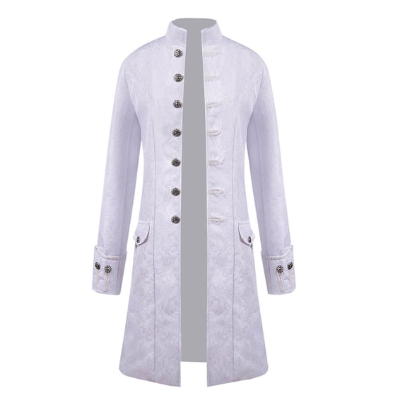 Yongwang Men's Big and Tall Retro Steampunk Tailcoat Jacket Button Down Stand Collar Jacket Gothic Medieval Victorian Frock Coat