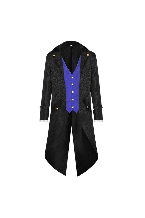 Men's Medieval Steampunk Jacket Button Down Lapel Collar Jacket Pirate Viking Renaissance Tailcoat
