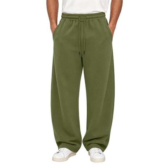 Yongwang Mens Baggy Sweatpants Drawstring Elastic Waist Wide Leg Pants Athletic Outfits Long Trousers with Pockets