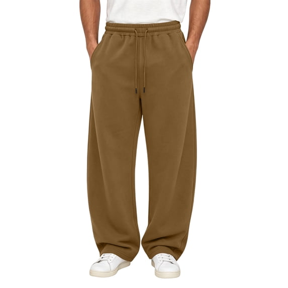 Yongwang Mens Baggy Sweatpants Drawstring Elastic Waist Wide Leg Pants Athletic Outfits Long Trousers with Pockets