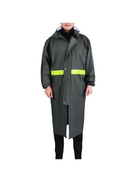 Mens Big and Tall Hooded Rain Poncho Waterproof Zipper Raincoat Lightweight Raincoat with Reflective Strips