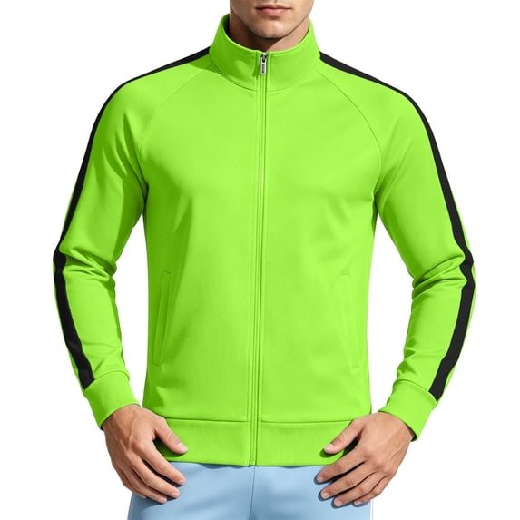 Yongwang Mens Big and Tall Long Sleeve Raglan Jacket Zip Up Stand Collar Jacket Casual Fashion Daily Jacket with Pockets
