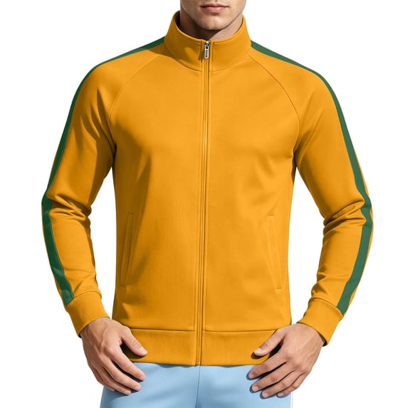 Yongwang Mens Big and Tall Long Sleeve Raglan Jacket Zip Up Stand Collar Jacket Casual Fashion Daily Jacket with Pockets